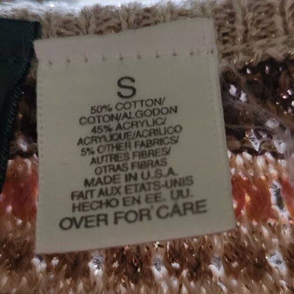 Vintage Liz Clairborne FairIsle Metallic Open Knit Crewneck Sweater Size S - Picture 6 of 6